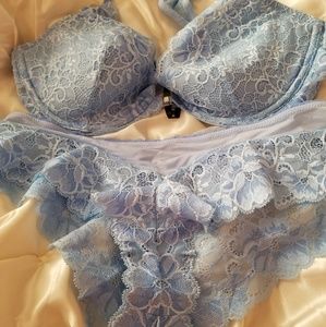 Baby blue Adore Me bra and panty set NWT